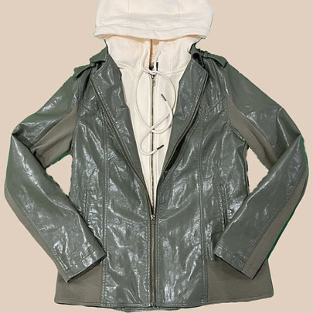 Olive Green Faux Leather Jacket